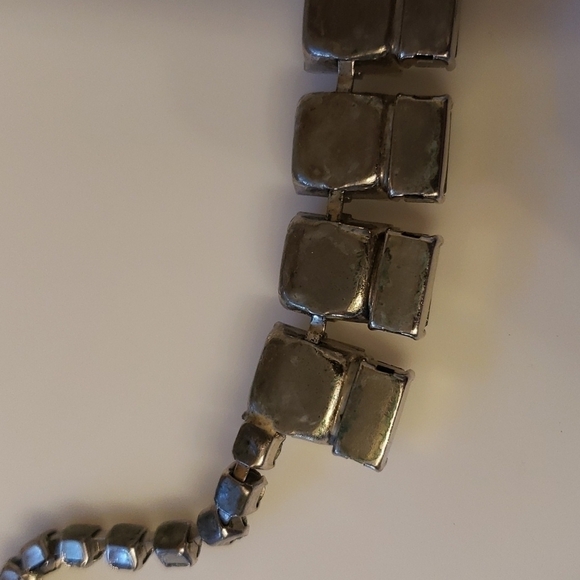 vintage Deco-Style Mother of Pearl Rhinestone Necklace - Picture 5 of 6